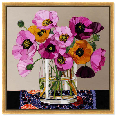 Vase en verre I, impression murale sur toile par Art Remedy, cadre doré, 20 x 20