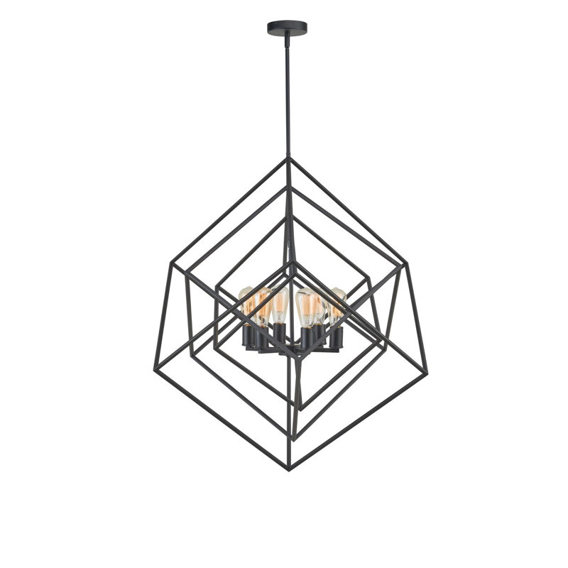 Lustre géométrique à 6 lumières, Noir