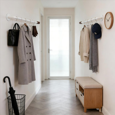 Ensemble de 2 portemanteaux mural en métal de 36,2 po, organisateur de rangement ouvert moderne pour chambre à coucher et garde-robe