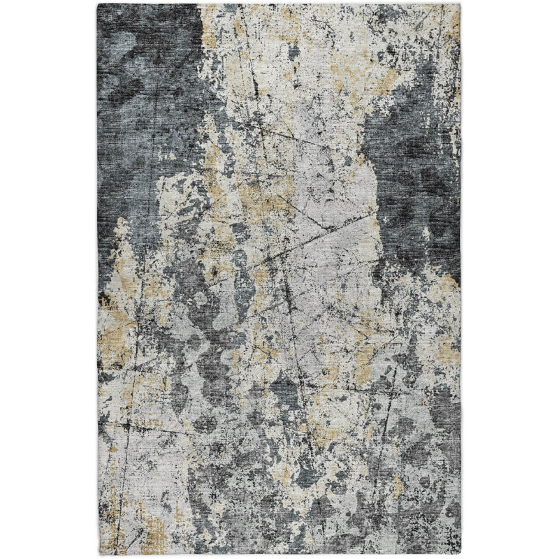 Premium Machine Washable Dream Shag ADS68 Soft Abstract Rug, 8' x 10', Black