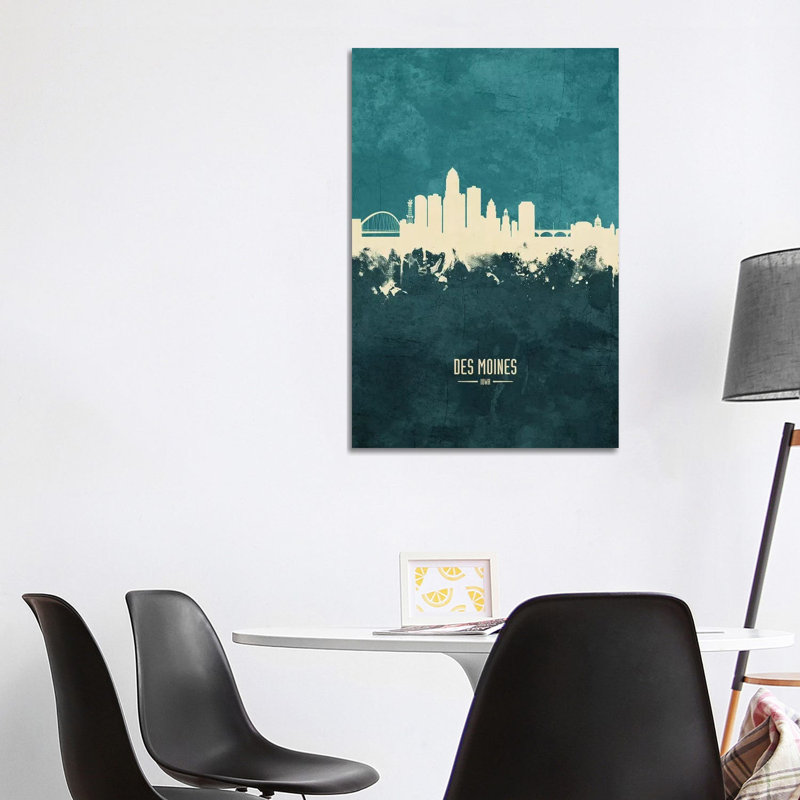Des Moines Iowa Skyline by Michael Tompsett - 1 Piece Wrapped Canvas Wall Art, 101.6 cm H x 66.04 cm W