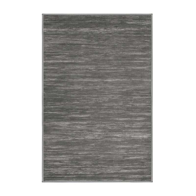 Machine Washable Solid Gray Area Rug, Rectangle 2' x 3'