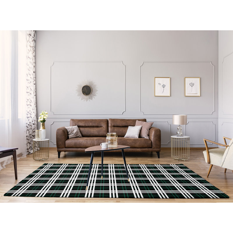 Tapis noir à carreaux, Rectangle 9 pi x 12 pi