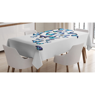 Nappe Butterflies, groupe de papillons volants, parcs botaniques naturels, printemps, couverture de table rectangulaire pour décor de cuisine de salle à manger, 52 po x 70 po, bleu ciel, bleu, noir