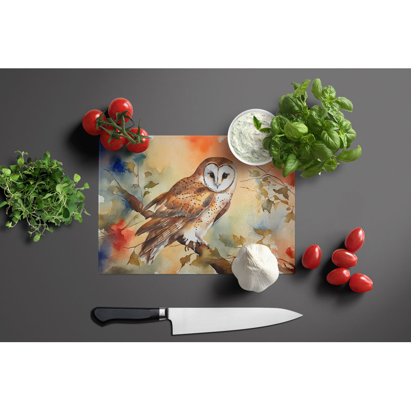 Barn Owl Glass Cutting Board