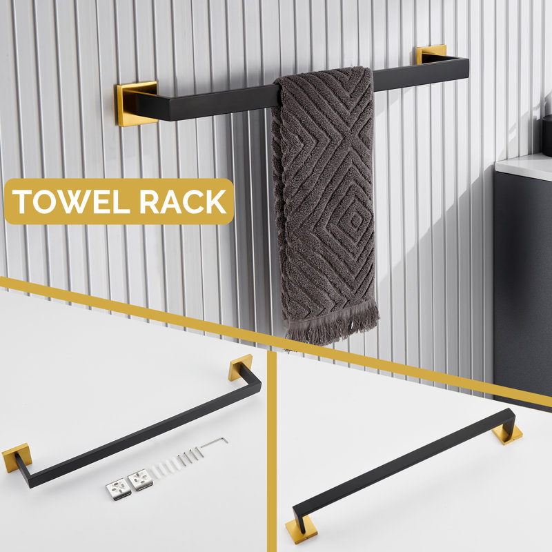 4 - Piece Bathroom Hardware Set, Black/Gold