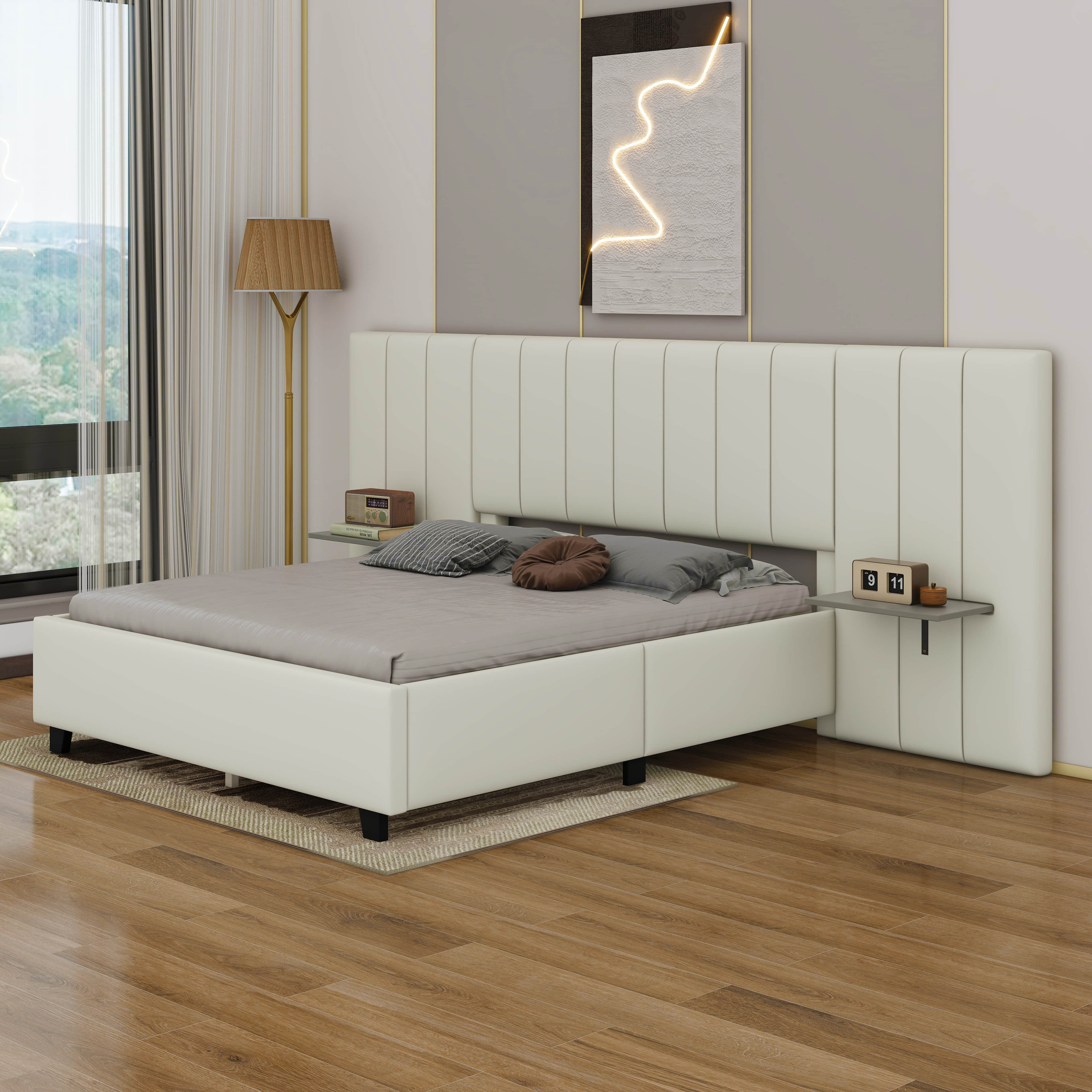 Latitude Run® Upholstered Platform Bed with Big Headboard | Wayfair