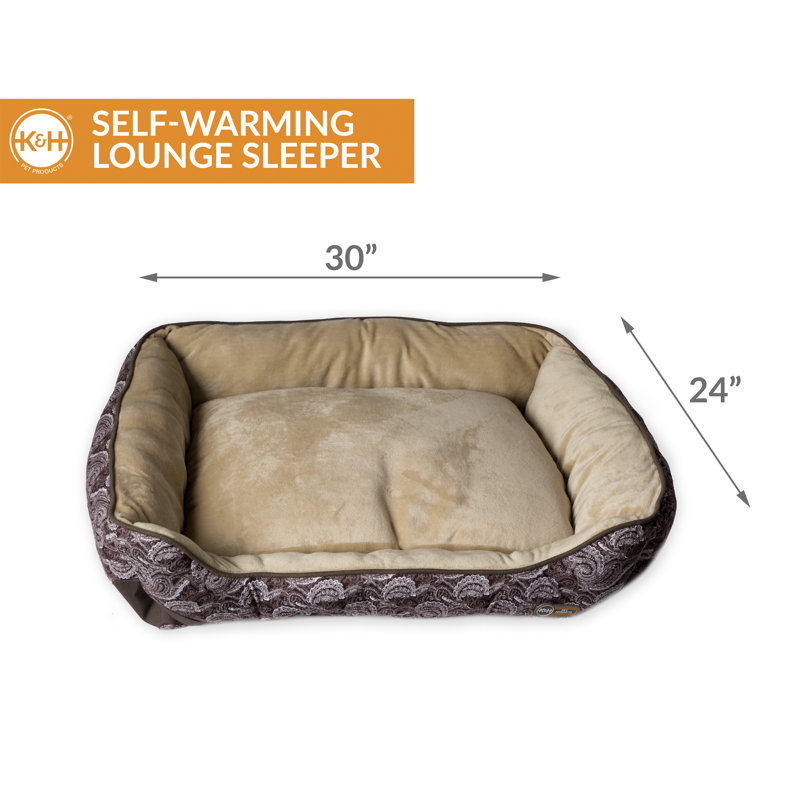 Paisley Polyester Pet Bed, Medium (30" W x 24" D x 9" D), Brown