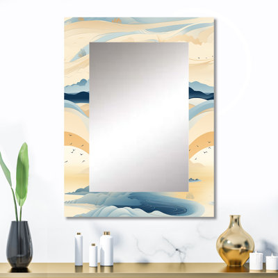 «Bastiano Coastal Landscape Minimal In Blue - boho», miroir mural
