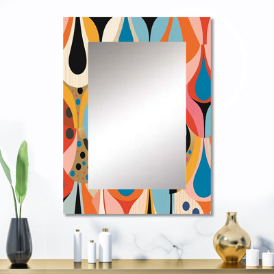 Rétro abstrait Gouttes X III - miroir mural géométrique unique, miroir moderne, art imprimé en métal