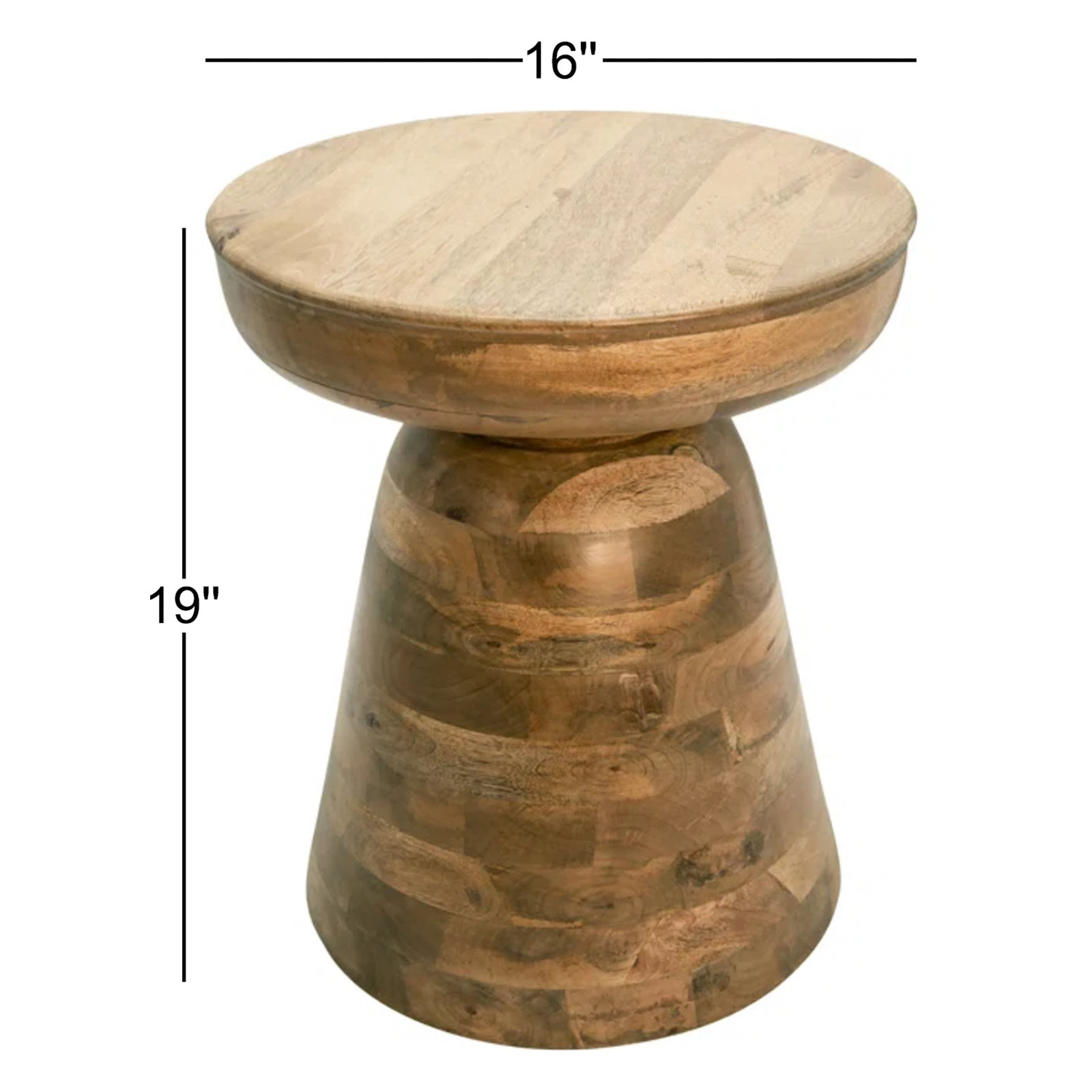 Vanola Drum Wooden Accent Table, Wooden Brown