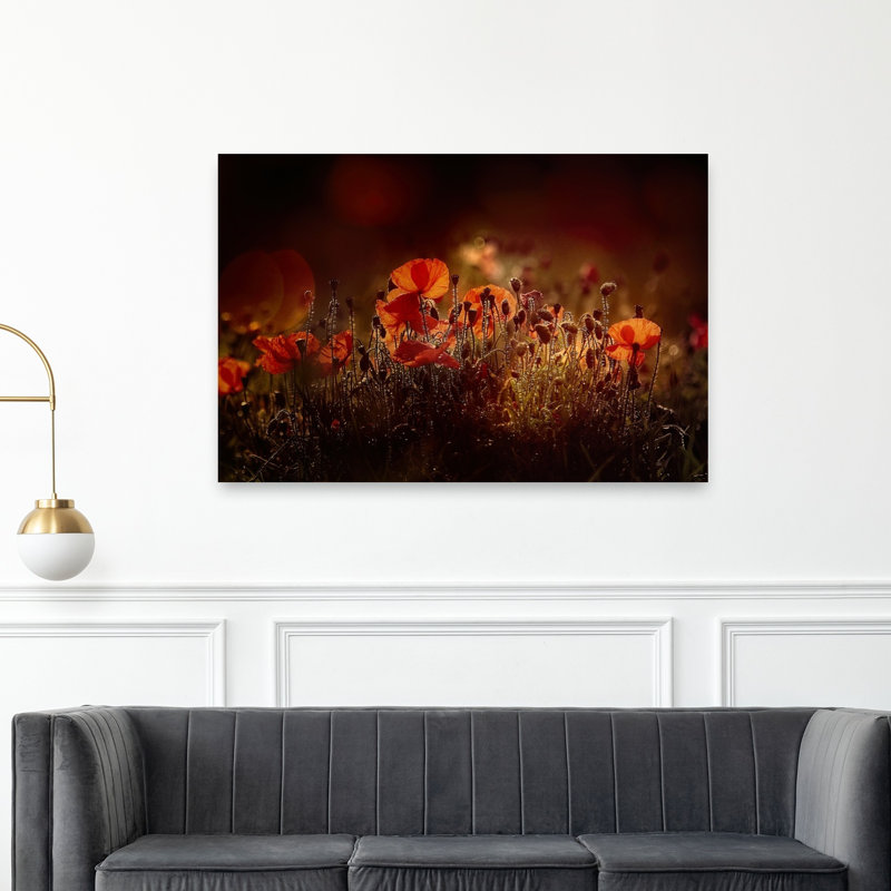 Poppy Field Dreamy Ethereal Peaceful Poppy Flower Nature Wall Art Print by Anna Cseresnjes - Print, 101.6cm H x 152.4cm W