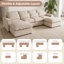 Canapé d'angle modulaire, canapé nuage surdimensionné en forme de U avec double méridienne, mobilier de salon 5 places en chenille rembourrée avec coussins moelleux, beige-131374093-136329414