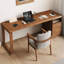 Bureau de direction rectangulaire brun en bois massif avec 3 tiroirs, bureau-118374701-118374704