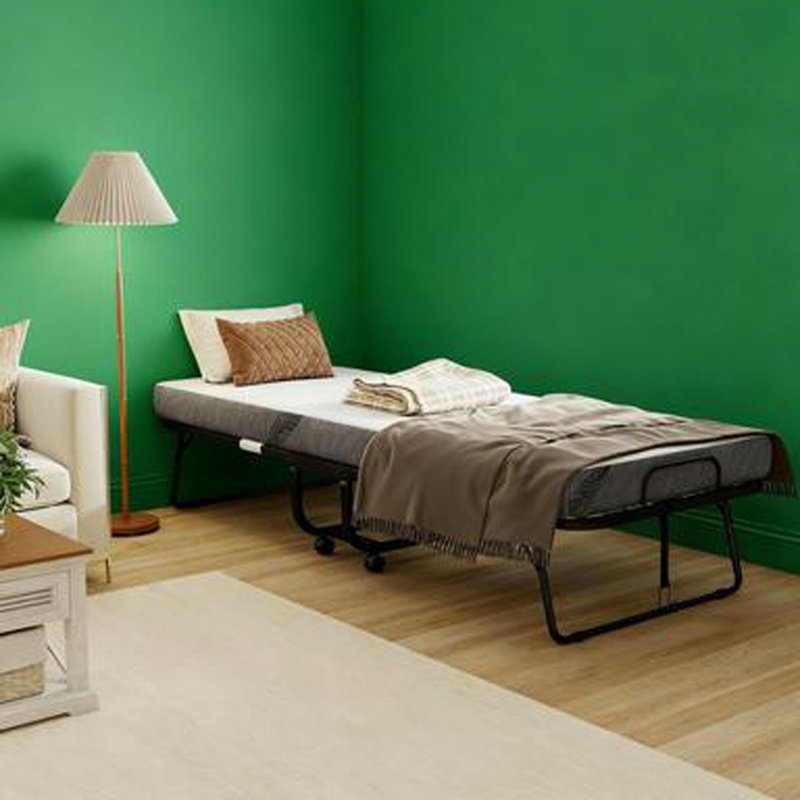 Lit pliant avec matelas pour adultes, taille unique, lit pliable portatif avec matelas en mousse à mémoire de forme et structure en acier