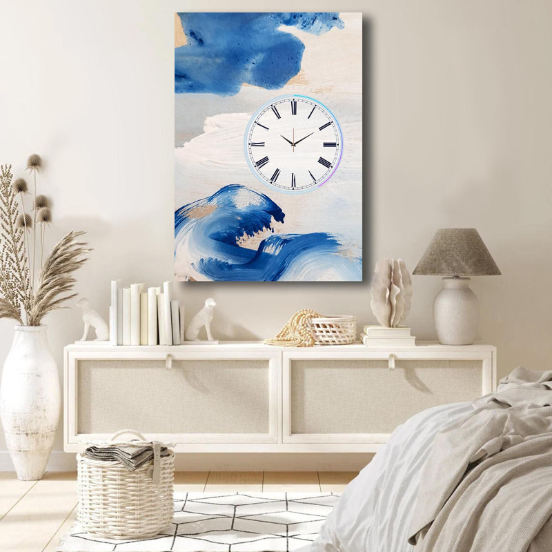 Elegant Canvas Wall Clock, 27.6 x 39.4 inches | 100% Suede Canvas with 100% Wooden Frame (Thickness: 1.1 inches) | Perfect for Home Décor, Stylish Timepiece for Living Room & Office, Unique Design
