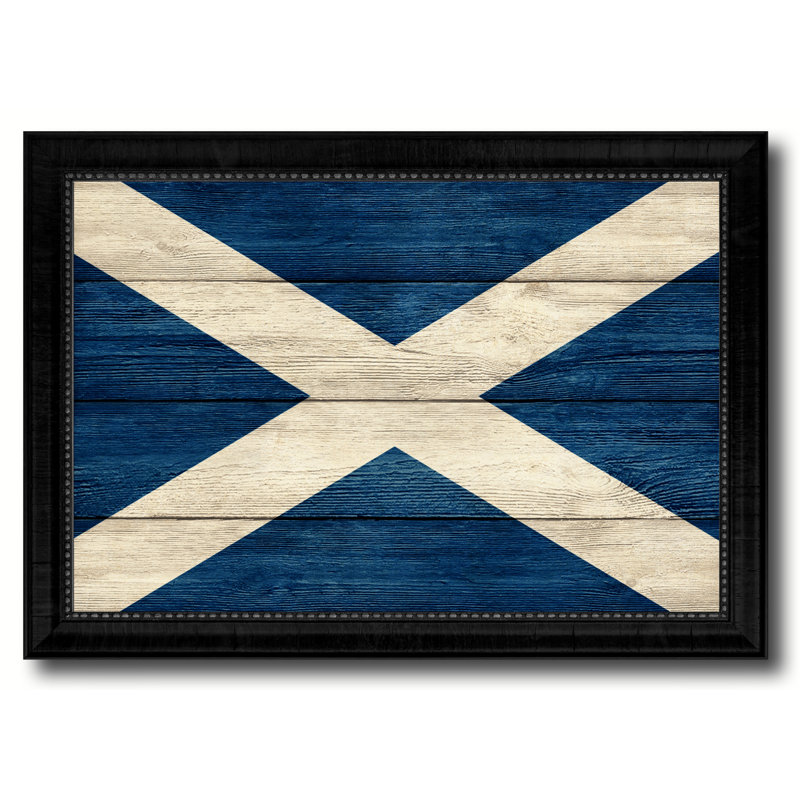 «Écosse Country Flag», peinture sur toile encadrée, H 21 po x l 30 po x P 1 po, Encadrement noir