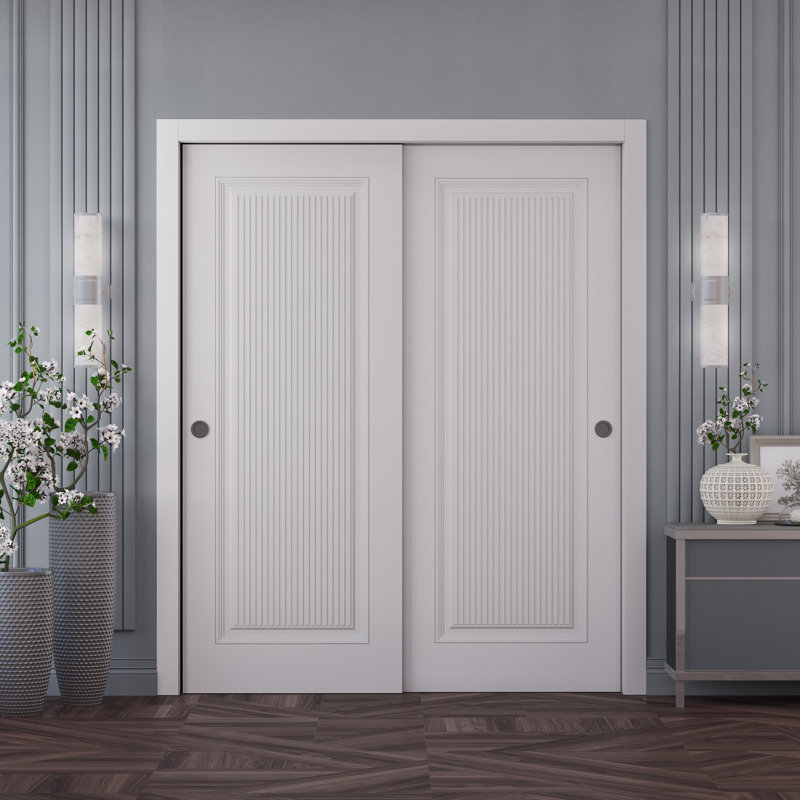 Portes coulissantes pour garde-robe coulissantes | Émail blanc impérial 1888 | Ensemble de quincaillerie Rails | Portes de garde-robe de chambre en bois massif