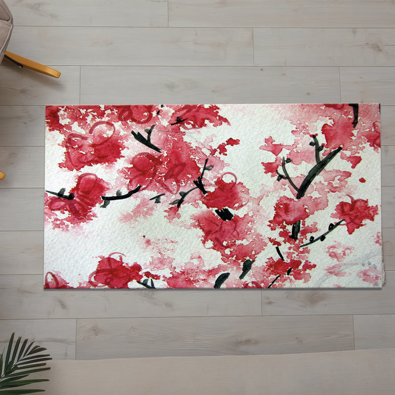 Vibrant Floral Pattern Non Woven Thin Type Printed Rug Enhancing Your Living Space with Style and Elegance