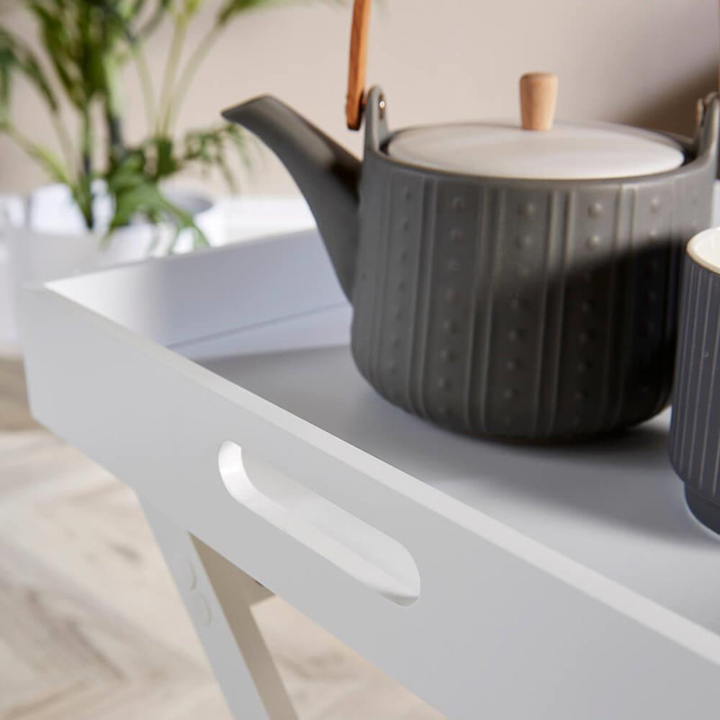 Ayushi Tray Top End Table, White
