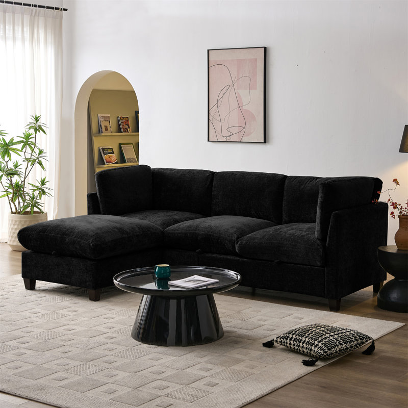 Canapé modulaire 96,5 "pour le salon, Noir