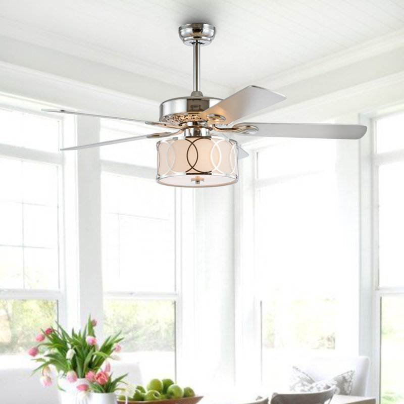 Graber 52'' Ceiling Fan with Light Kit, Chrome
