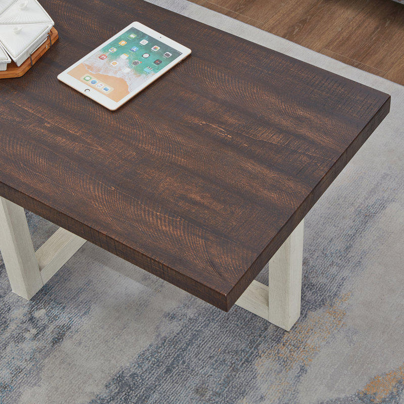 Table basse contemporaine, Noyer / Blanc