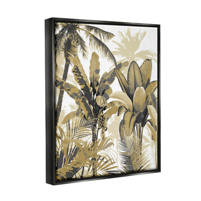 Impression sur toile, "Tropical Varied Layered Palms" - cadre flottant