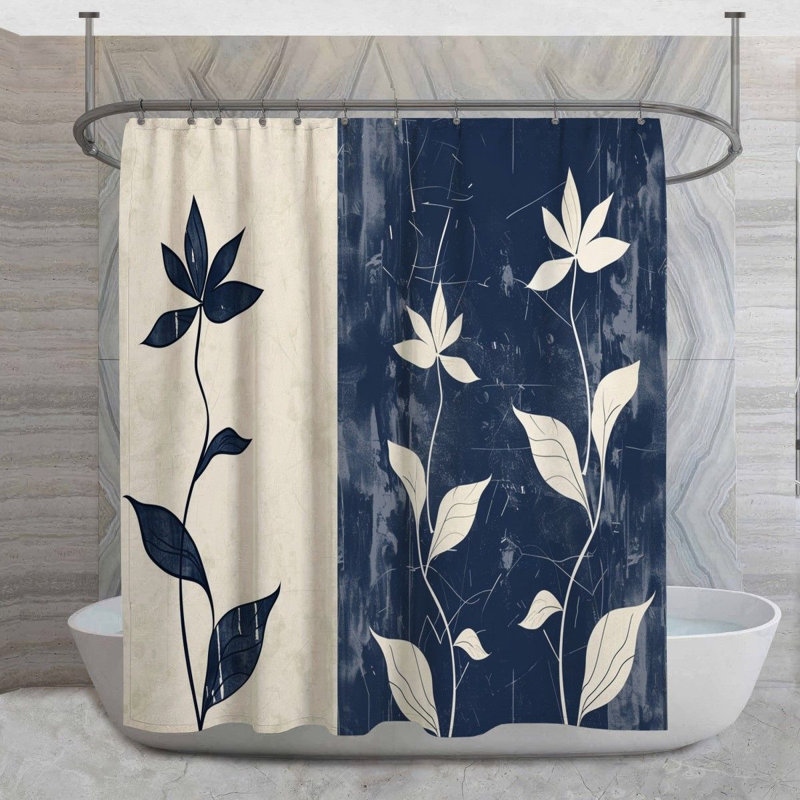 Rideau de douche Tulipes - Décoration de salle de bain botanique, H 93 po x l 70 po