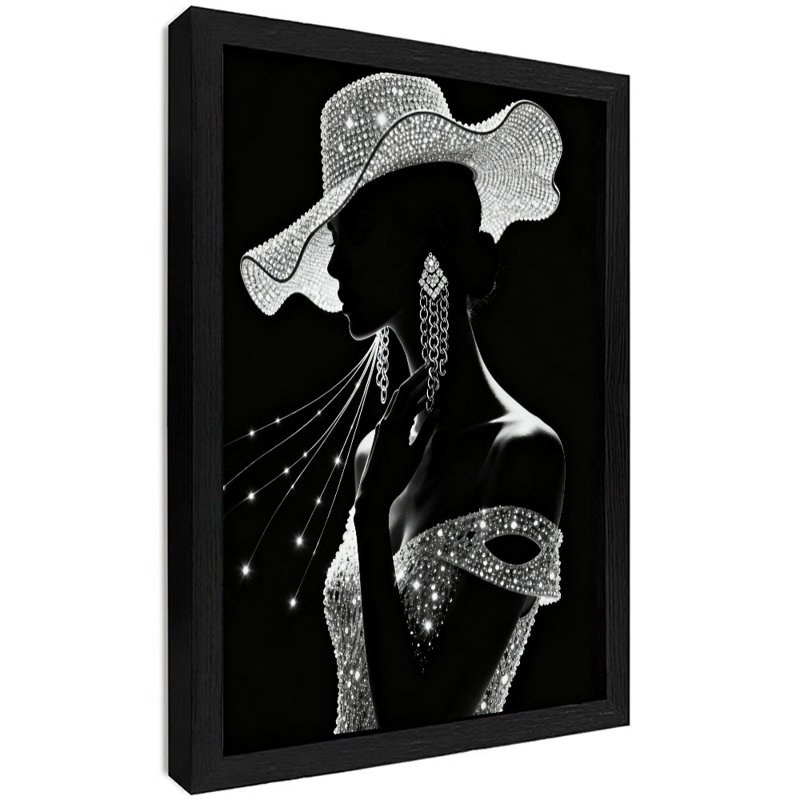 Reproduction d'art encadré noir, déesse de diamant rétro, H 11 po x l 9 po