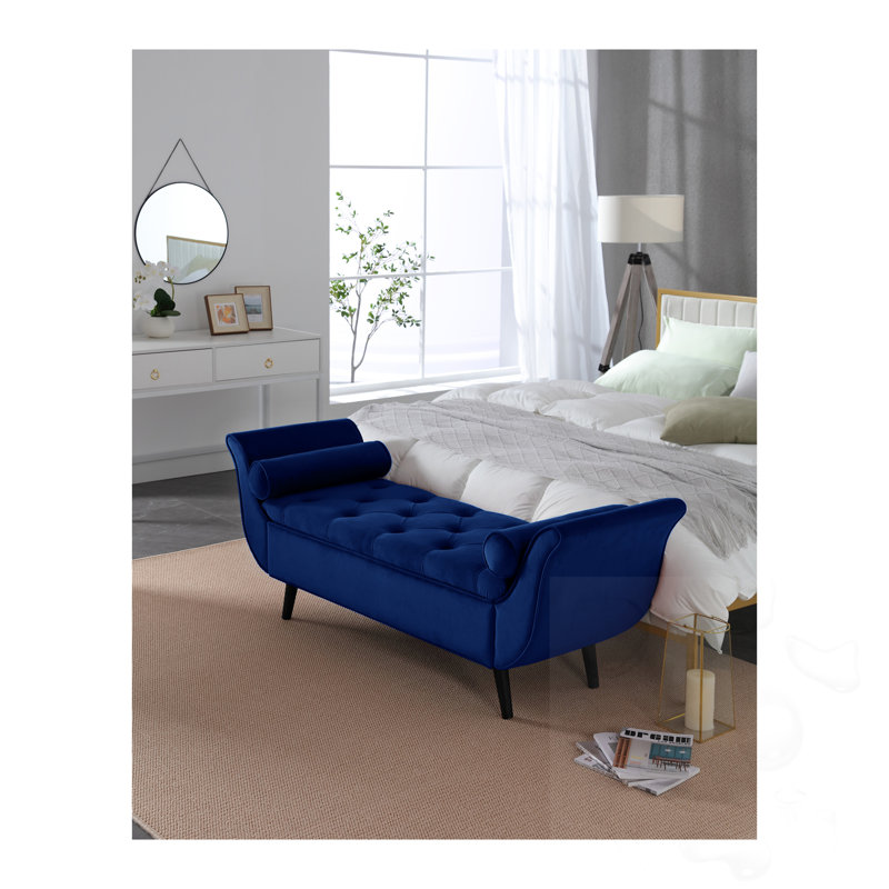 Tufted Long Bench With Storage, Navy