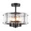 4 - Light 12.16'' Modern Industrial Drum Candle Semi Flush Mount Ceiling Light Fixture With Glass Panels Shade-1850727431