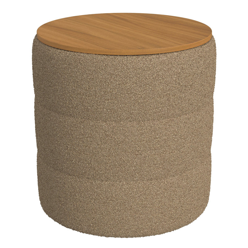 Homepop Channeled  Storage Ottoman With Tray Top, Brown Boucle