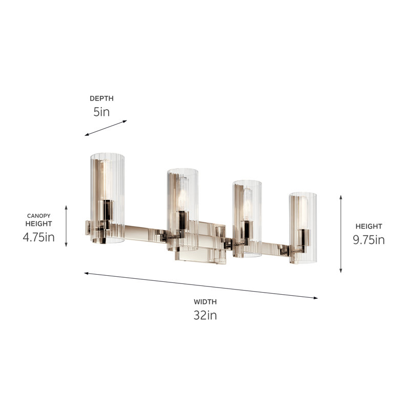 Éclairage pour salle de bain 4 lumières Timarah, Nickel poli
