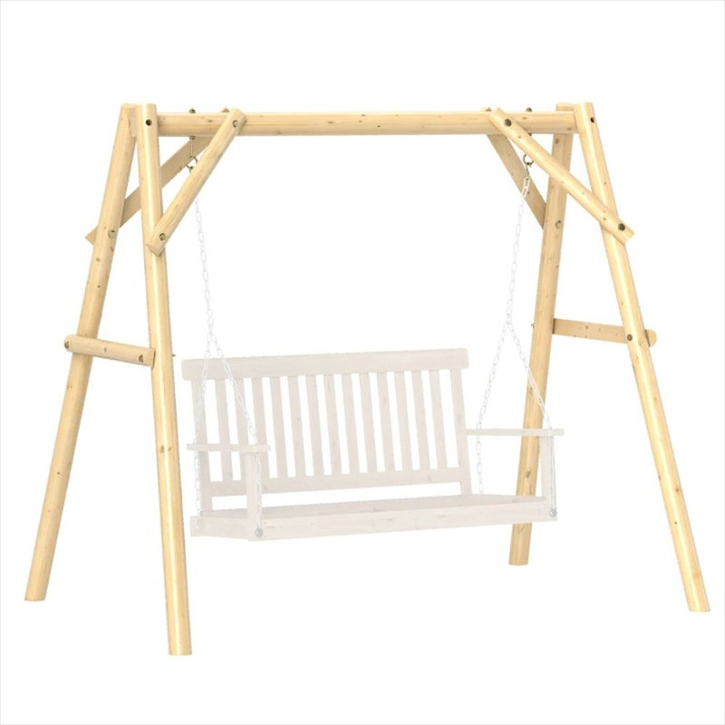 Support de balançoire de porche en forme de A, fini naturel, pour deux places, 200 cm de large, capacité de 300 kg, support de jardin extérieur