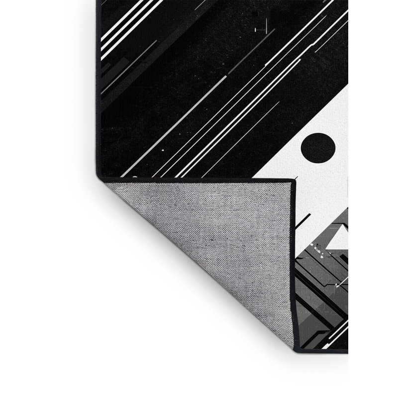 Tapis noir à motif géométrique lavable à la machine Wynsum, 6 X 9