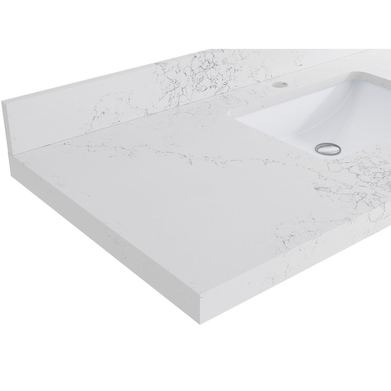 Aberdeen 84" Alabaster Double Sink Freestanding Bathroom Vanity with Quartz Top
