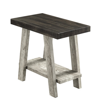 Two-Tone Side Table With Gray And Weathered Feature Extra Storage Space In Walnut Wood