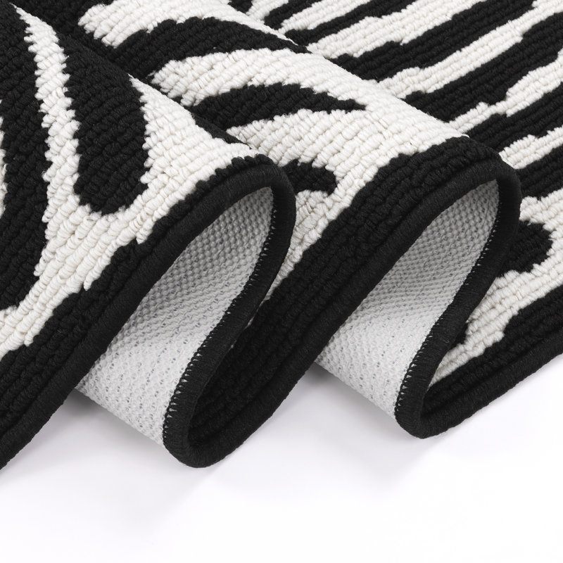 Tapis de couloir antidérapant Boho (ensemble de 3), Noir