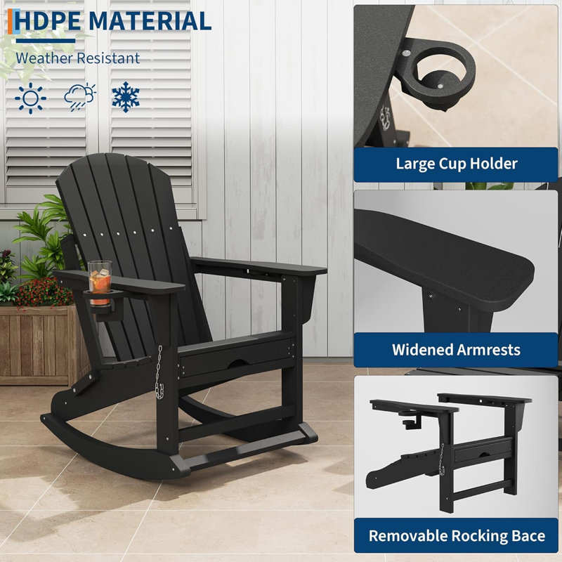 Outdoor Adirondack Chair, Black
