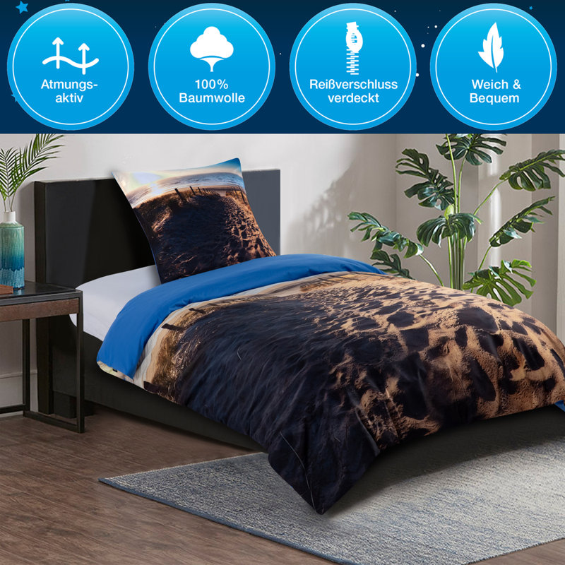 Cotton No Pattern Duvet Cover Set with Pillowcases Included
