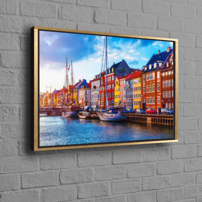 Personalized Colorful Buildings Of Copenhagen Denmark Landscape Canvas Poster Print As A Perfect Gift