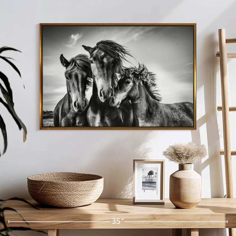 Chevaux Lemvig, Cadre flottant doré, 25 po x 17 po