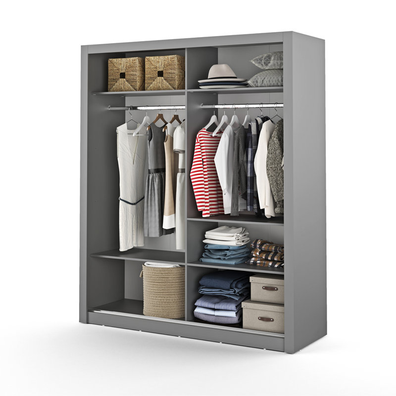 Cascadera 2 Door Manufactured Wood Wardrobe, Grey