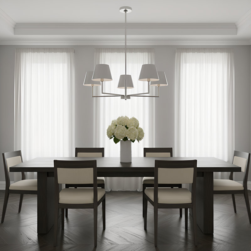 Ender 5 Light Dining Room Chandelier, Brushed Nickel