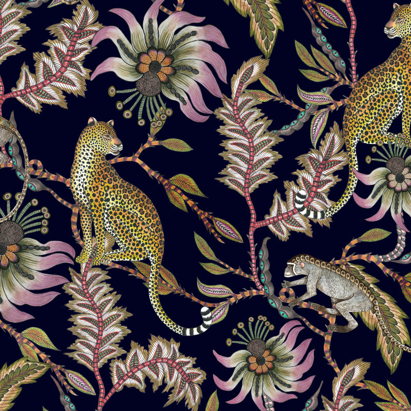 Ardmore 'Monkey Bean' Linen Fabric, Night