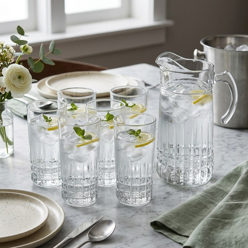 Mayely Entertaining Set 6 Glasses and Pitcher