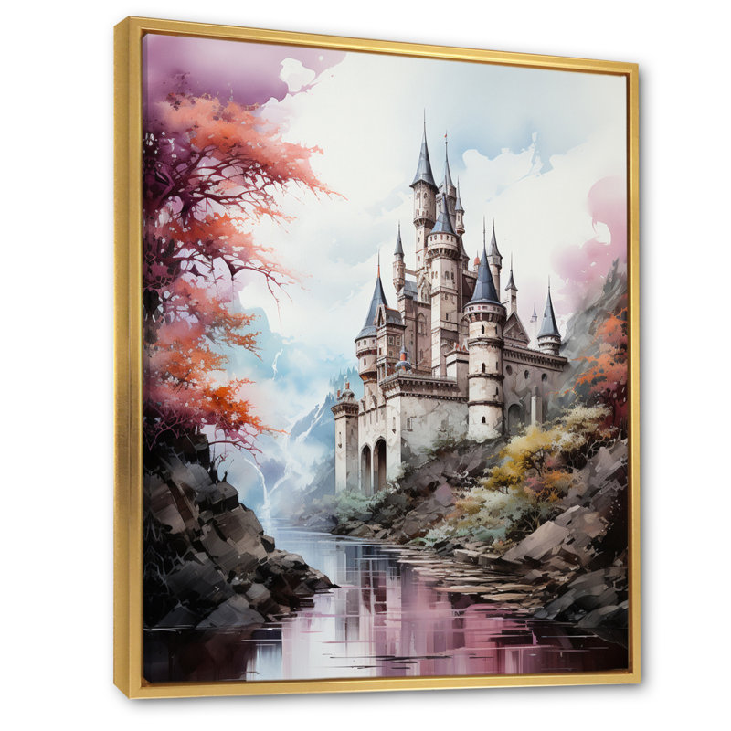 «Harigan Castles Enchanted Stronghold V», reproduction d'art sur toile, Cadre flottant doré, H 32 po x l 24 po x P 1 po
