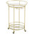 Round Gold Rolling Bar Cart Wine Rack and Lockable Casters