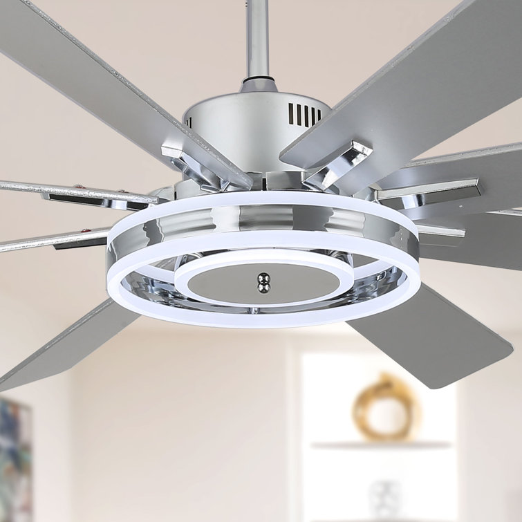 72" Modern 8-Blade Ceiling Fan with Lights and Remote, 6-Speed Reversible Fan